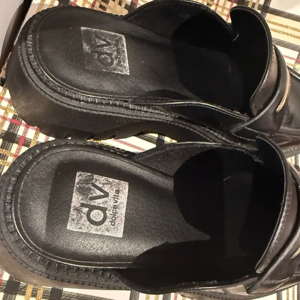 Dolce Vita Black Loafers with Gold Accent - Picture 3 of 5